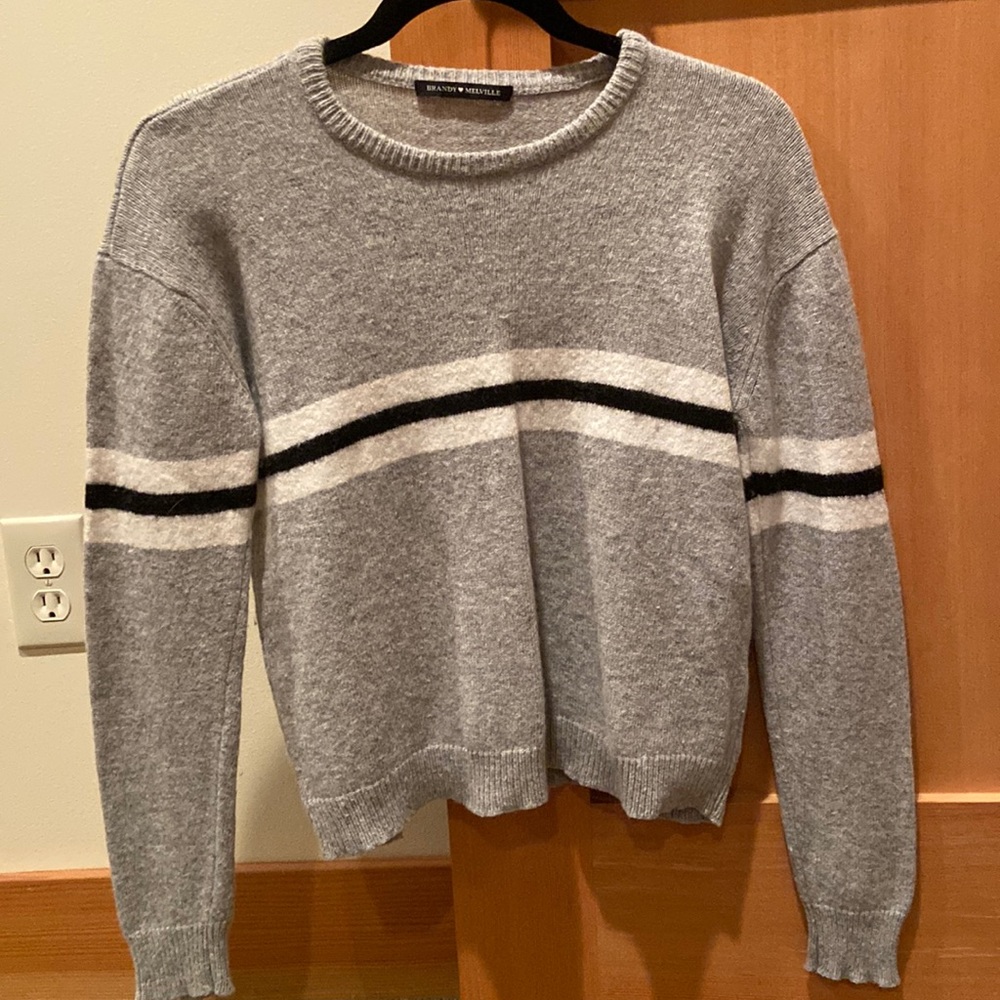 Brandy Melville Grey Sweater with Stripe